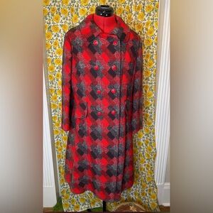 1960’s Double breasted Red and Gray Women's Coat